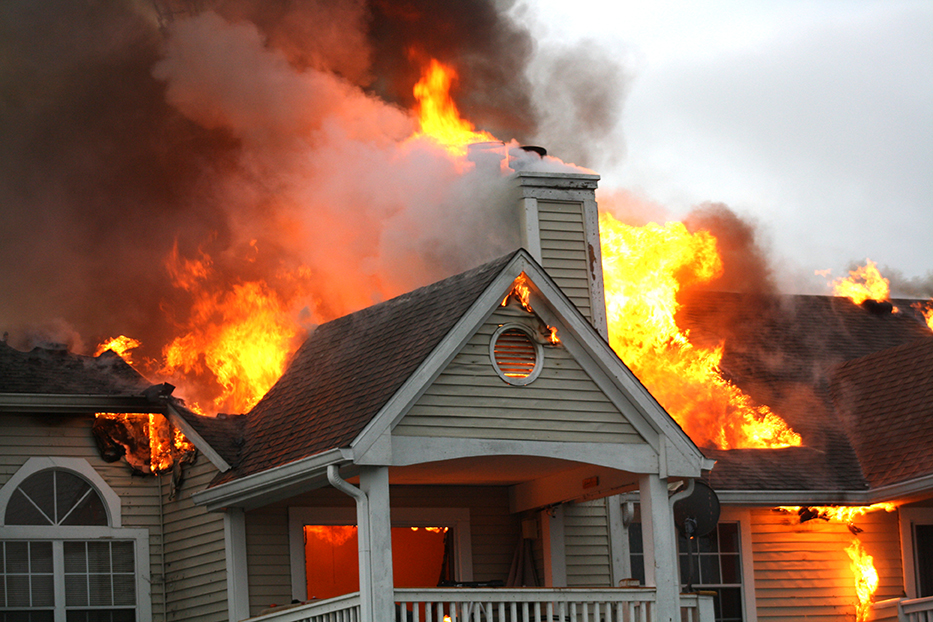 Photo of burning house